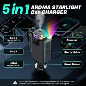 5-in-1 Starlight Car Charger – شاحن سيارة متعدد الوظائف