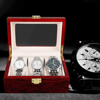 3 Grids Wooden Watch Box – Elegant Storage Organizer for Men (علبة ساعات خشبية)